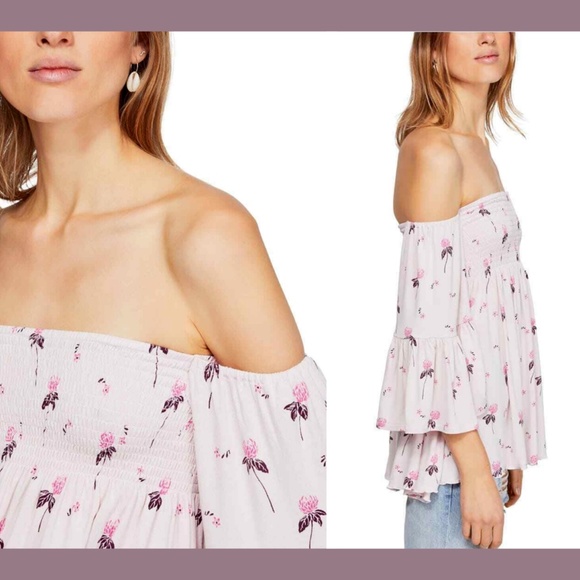 NWT $98 Free People [ XS ] Lana Off the Shoulder‎ Tunic Top in Cloud Berry - Picture 2 of 12
